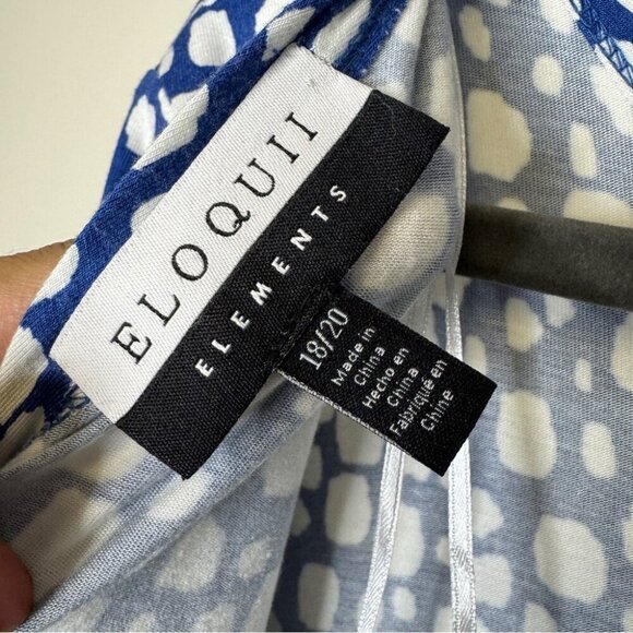 ELOQUII Elements Blue and White Printed Rayon Women's Maxi Dress Size 18/20 - Picture 10 of 13